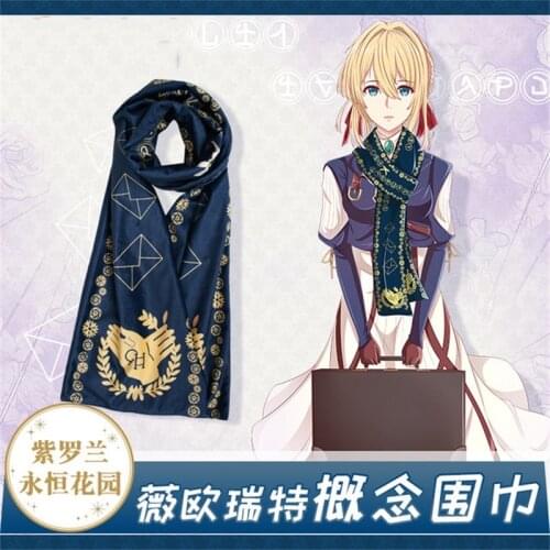 Japan Anime Scarf Violet Evergarden Theme Cosplay Neckerchief Women Men Autumn Winter Warm Plush Comic Con Long Scarf XMAS Gifts