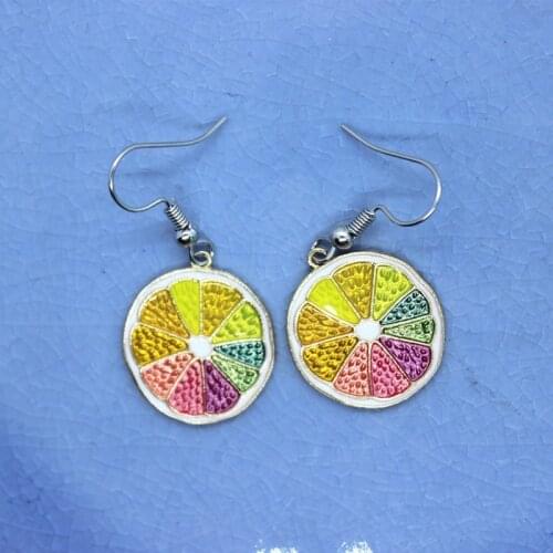 2021 New Colored Lemon Enamel Earrings Womens Fashion Creative Fruit Orange Jewelry Funny Personality Birthday Gifts