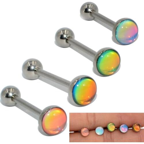 1Pc 1.6x16mm Steel Tongue Barbell Ring Tongue Piercing Tongue Rings Flash Film Bling Bling Helix Stud New Body Piercing Jewelry