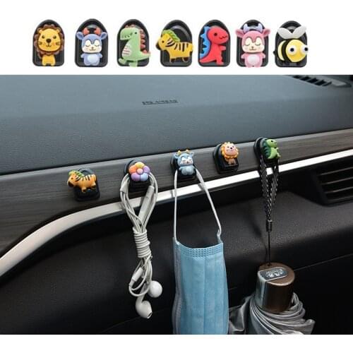 2 Pcs Car Cute Hooks Cartoon Decorative Multifunction Simple Hook Auto Interior Organizer Ornaments