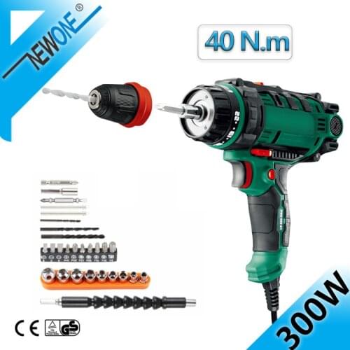 40N.m Torque Drill Tool,230V Corded Power Drill in Electric Drills with 10mm Quick-Release Chuck,Cord Screwdriver 26PC Accessory