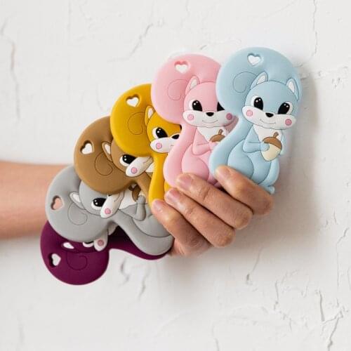 5pc Bpa Free Silicone Teether Tiny Rod For Children Squirrel Safety Food Grade Silicone Rodent Pendant For Pacifier Baby Teether