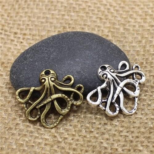50pcs 20*24mm Fashion two color Metal Animals Octopus Pendant Charms Fit Jewelry Necklace Pendant Charm Making T0511