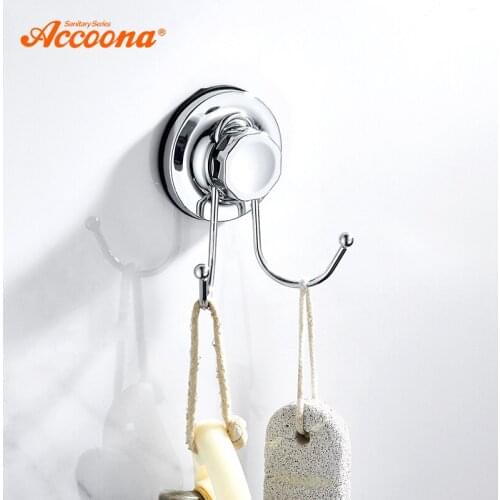Accoona Chrome Hook Suction Cup Kitchen Convenient Hooks for Towel Hooks Bathroom Wall Vacuum Hook A11401-2
