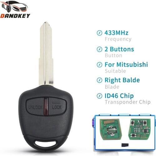 Dandkey Car 433MHz ID46 Fob Remote Key For Mitsubishi Outlander Pajero Montero Triton ASX Lancer 2005 2006 2007 2008 2009 2010