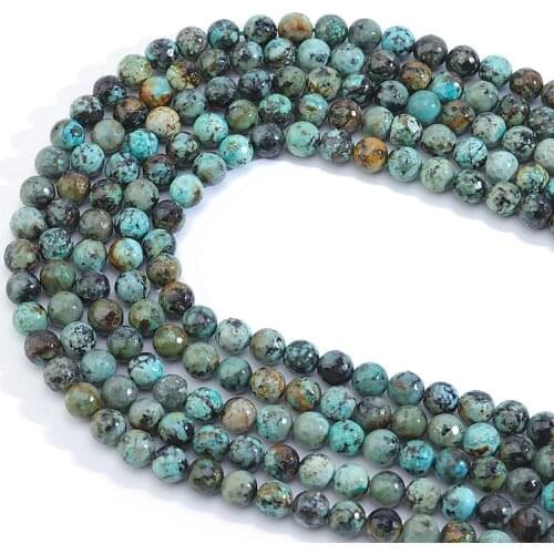 Xinyao New Natural African Turquoises Stone Beads Faceted Loose Round Beads Making for Jewelry DIY Bracelet Necklace