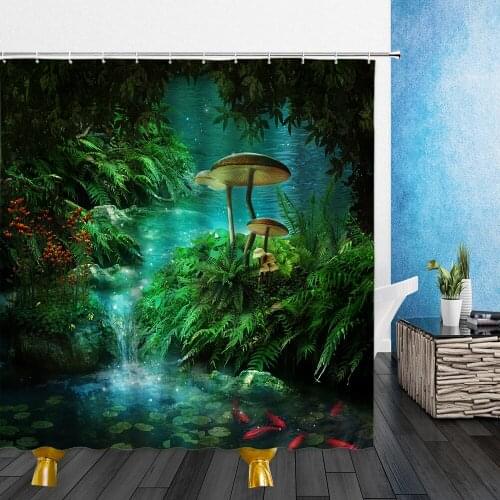Fairy Dream Forest Shower Curtain Waterproof Bathroom Curtain Polyester Cartoon Fantasy Bath Curtain Home Decoration With Hooks