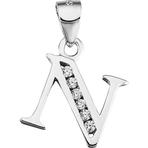 GND0173 New 925 Sterling Silver Crystal Capital Letter N Necklaces Pendant Fashion Jewelry Pendant For Women Dropshipping