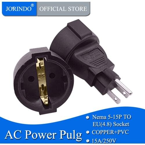 JORIDNO US TO EU,Germany French Grounded Euro 2 Pin Om Ons Mains Power 3 Pin Fused Plug Adapter/Converter 5-15 P Us Plug,Us Plug