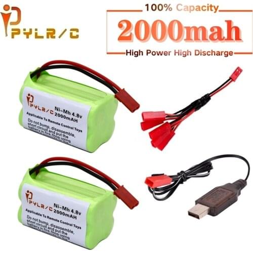 JST)4.8V 2000mah NiMH Battery And Charger For Rc toys Cars Tanks Robots Guns Boats 2000mah AA 4.8V Rechargeable Battery Pack