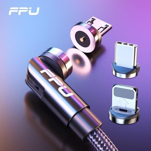 FPU 540 Rotate Magnetic Cable Micro USB Type C Cable For iPhone Fast Charging Magnet Charger Android Mobile Phone Wire Cord