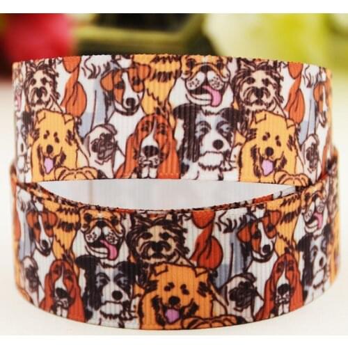 22mm 25mm 38mm 75mm Dog Cartoon pattern printed Grosgrain Ribbon party decoration 10 Yards X-03973