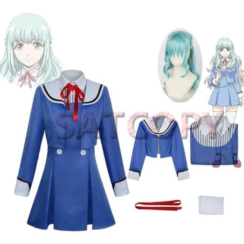 Anime High Rise Invasion Cosplay Shinzaki Kuon Cosplay Costume Long Wig Dress Set JK Uniform Girls Women Halloween