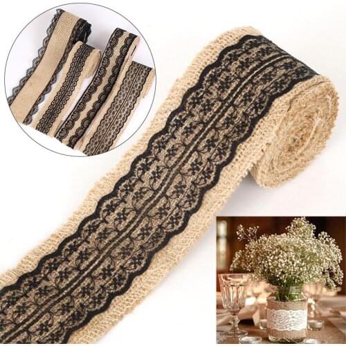 Beautiful Black Lace Ribbon Jute Linen Roll Diy Embroidery Sewing Clothing Accessories, Packaging Gifts,Home Textiles