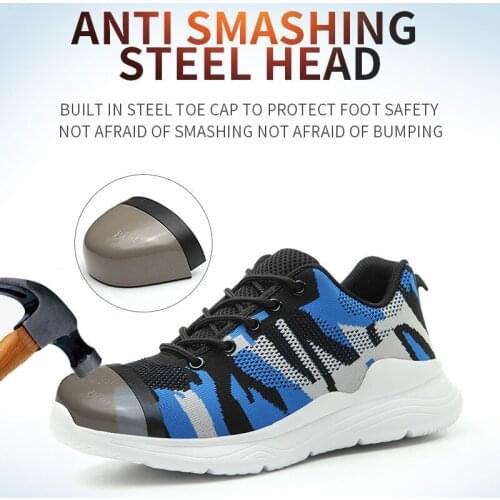 Lightweight Steel Toe Safety Shoes Anti-smash and Anti-puncture Work Shoes Men Sneakers Camouflage Safty Shoes Male Safety Boots