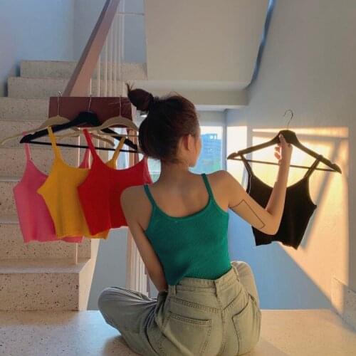 Summer Women Tops Tops Casual Knitting Camisoles Female Solid Street Camisole Ladies Camis with Straps Spaghetti Crop Tops