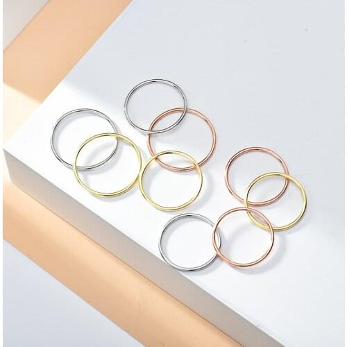 Fashion 2020 S925 Sterling Silver Smooth Simple Ring Jewelry for Women Christmas gift