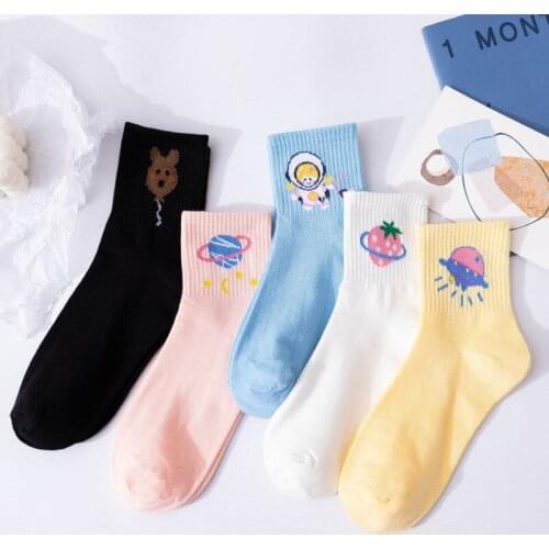 Cartoons Women Socks Novelty Happy Funny Colorful Animal Universe Planet Artistic Creativity Medium Harajuku Socks Christmas