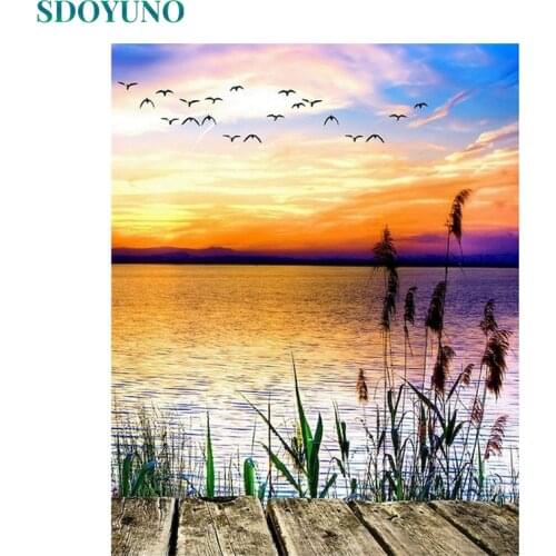 SDOYUNO Scenery Paint By Numbers DIY 40x50cm Oil Painting By Numbers On Canvas Landscape Frameless Digital Hand Painting Decor