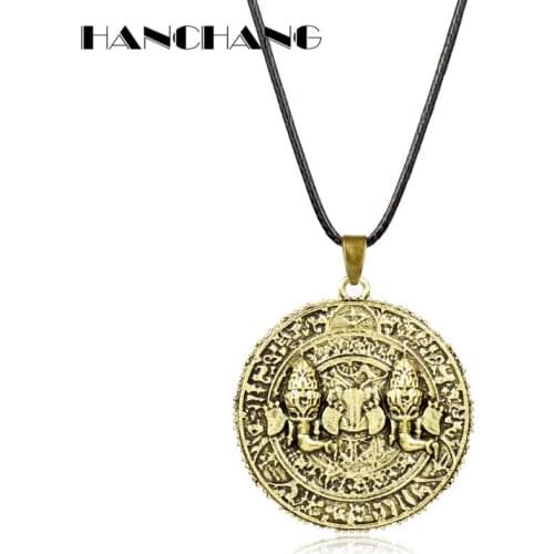 Game Jewlery Uncharted Coin Pendants Necklaces Man Trendy Leather Rope Statement Necklace