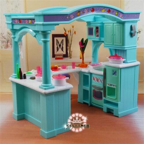 For Barbie Doll Furniture Accessories Plastic Toy Kitchen Kitchenware Cabinet Vase Chair Pretend Christmas gift Gift Girl DIY