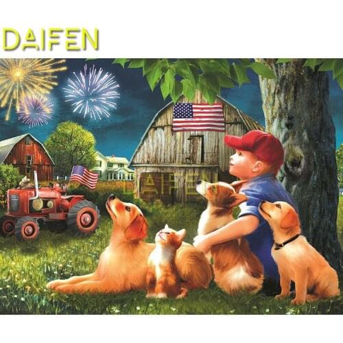 Full Round Diamond mosaic Full Square Diamond painting house boy dogs Fireworks tractor 5D DIY Diamond embroidery Cross stitch