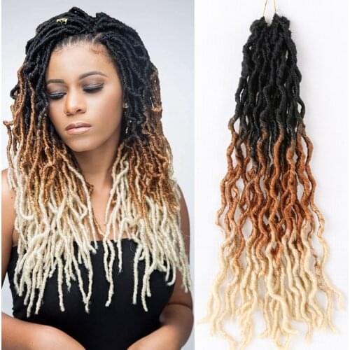Full Star Gypsy Locs 18" 24 Strands Soft Crochet Hair Pre Loop Ombre Braiding Handmade Goddless locs black for Women
