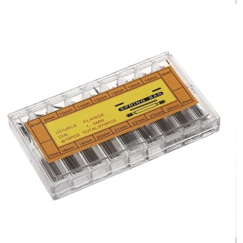 Approx. 270Pcs Dia 1.5mm Watch Band Spring Bars Watch Strap Link Pins 8mm-25mm