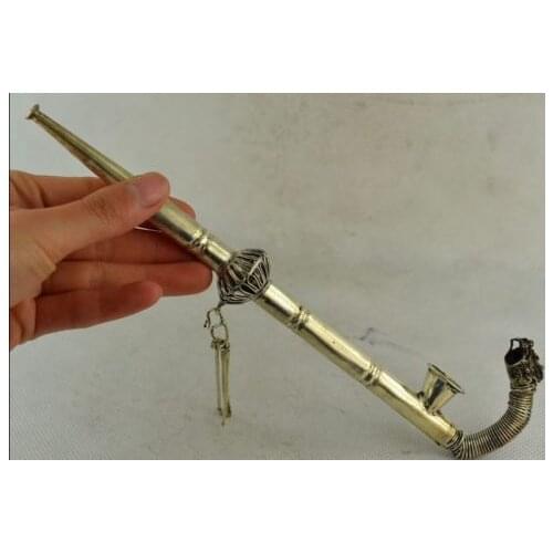 Elaborate Chinese Old Collectibles Decorated Handwork Miao Silver Dragon Smoking Tool