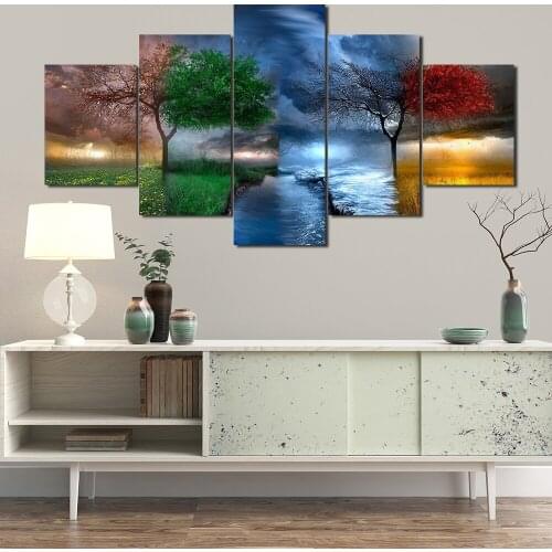 Frame night art print 5 blocks HD printing modern modular wall poster canvas for home living room decoration