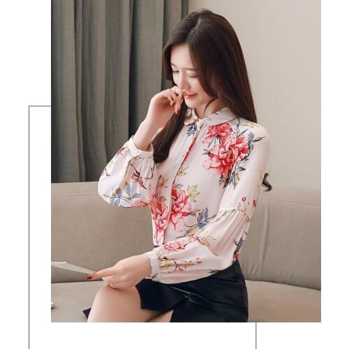 Printed silk blouse for fall 2021 new style silk long-sleeved shirt fashion lantern sleeve women loose shirt