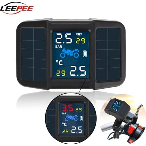 Motorcycle TPMS Sensors Tire Pressure Monitoring System Tyre Alarm Kit Diagnostic Tools Solar USB Charge Motorbike Accessories