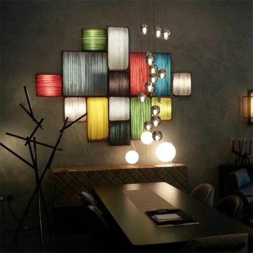 Post Modern Fabric Lampshade Wall Lamps Staircase Living Room Bedroom Bedside Restaurant Bar Wood Wall Lights De Hotel Fixtures