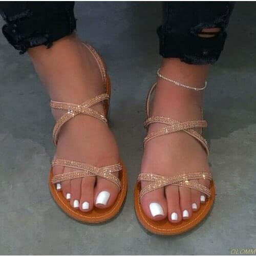 Rhinestone candy-colored slippers 2020 new women flip flop fashion wild beach shoe diamond flat bottom outdoor wild sandals