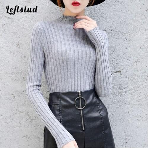 Half Turtleneck Sweater Womens Turtleneck Short 2021 Fall/Winter New Style Korean Slim Stretch Long Sleeve Warm Base Sweater