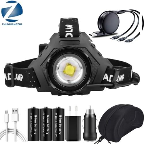 SXHP100 The Most Powerful Led Headlamp Headlight Zoomable Head Lamp Powerbank 7800mah 18650 Battery
