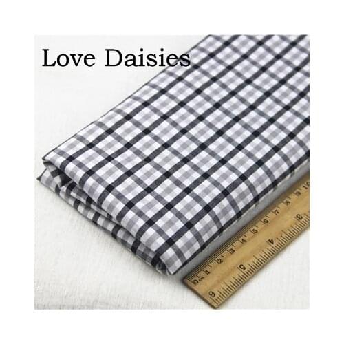 100% Cotton Stretch Poplin BLACK GRAY WHITE Check Fabric Thin Textile for DIY Handwork Summer Shirt Skirt Dress Lining Tissue