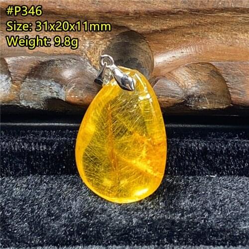 Top Natural Gold Rutilated Pendant Jewelry 31x20x11mm For Woman Man Wealth Luck Gift Beads Gemstone Silver Crystal Stone AAAAA