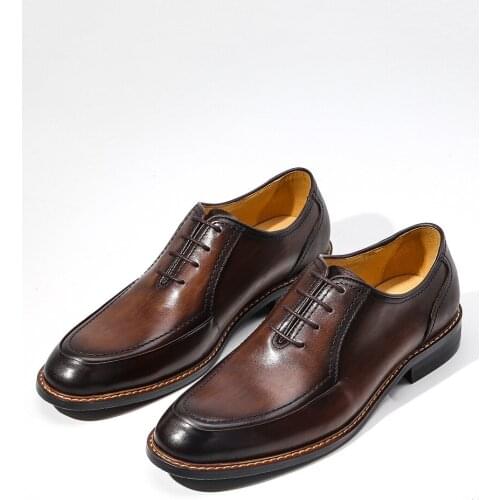 Handmade Men Formal Shoes Office Wedding Men Oxford genuine Leather Lace up Dress Shoes Men Leather