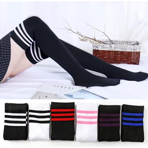 Spring and Summer Over The Knee Stockings Cheerleading Football Japanese College Style Striped Harajuku Student Sexy High Socks