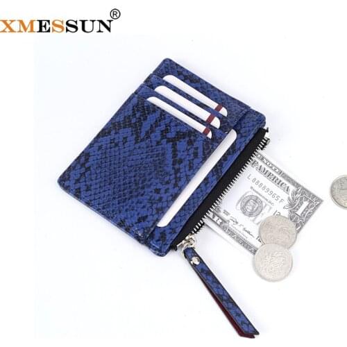 XMESSUN New ID Card Holder Credit Card Case Fashion Design Genuine Leather Python Card Pack Bag Cowhide Skin Slim Wallet K304