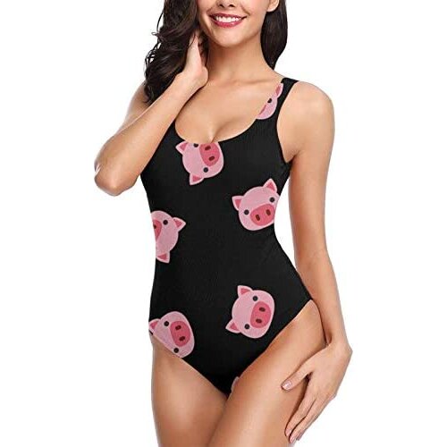 Womens One-Piece Swimsuits Pig Face Backless Bikini Sexy Ladies Summer Pool Suits High Waisted Bikini plus size