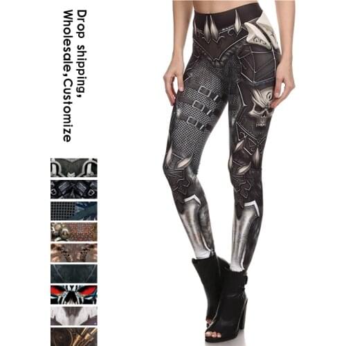 NADANBAO Brand New BARBARIAN Skull Women Leggings Punk Skull Printed Legins High Elastic Fitness Pants Ladies Push-Up Legging
