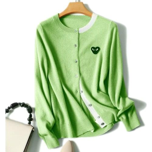 New cashmere knit women patchwork color cardigans sweater Oneck single breasted spring autumn M/L retail wholesale