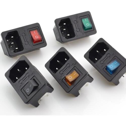 1pcs with 10A fuse ! Red Rocker Switch Fused IEC 320 C14 Inlet Power Socket Fuse Switch AC Socket