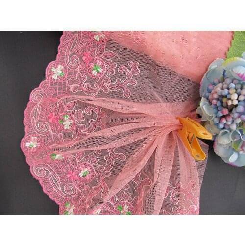 1Yard 18cm Width Floral Embroidered Lace Trim Tulle Mesh Hair Bow Lingerie Bra Handmade Dress Sewing Fabrics Materials