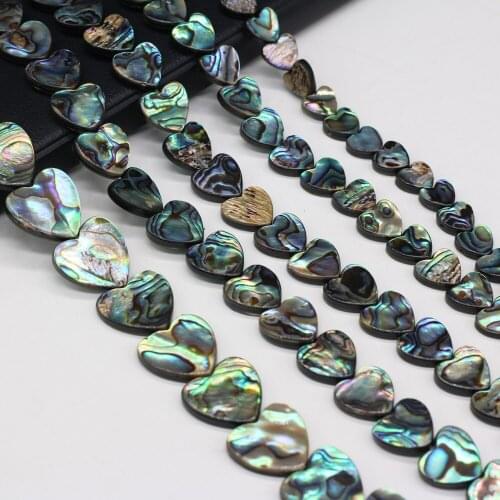 2Pcs Natural Abalone Shell Beads Heart Shiny Abalone Shell Necklace Accessories Charm for Jewelry Making Bracelet Earrings Gift