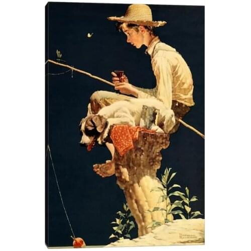 2style Choose Norman Rockwell Fishing Trip Art Film Print Silk Poster Home Wall Decor 24x36inch