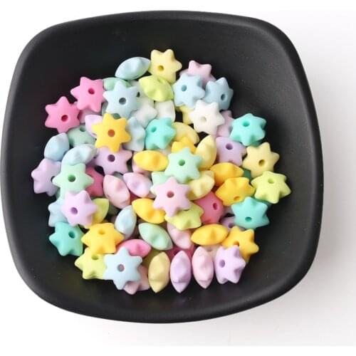 Bite Bites 20PCS BPA Free Safe And Natual Star Shaped Silicone Beads Chewable Nursing Necklace DIY Nurse Gift Baby Teether