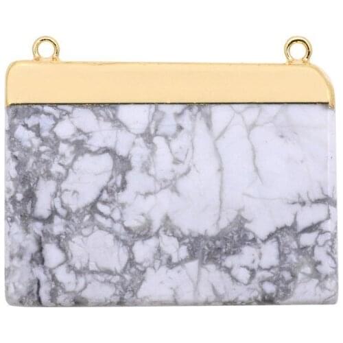 2019 Natural Stone Pendulum White Turquoisee Rectangle Reiki Pendant Gems DIY Fit Necklace for Jewelry Making Women Gift 30*40mm